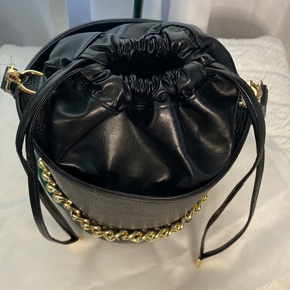 Anna Paola Italian Black Leather Bucket Bag NWT. - Picture 7 of 13